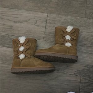 Brown Kids Boots with White Accents